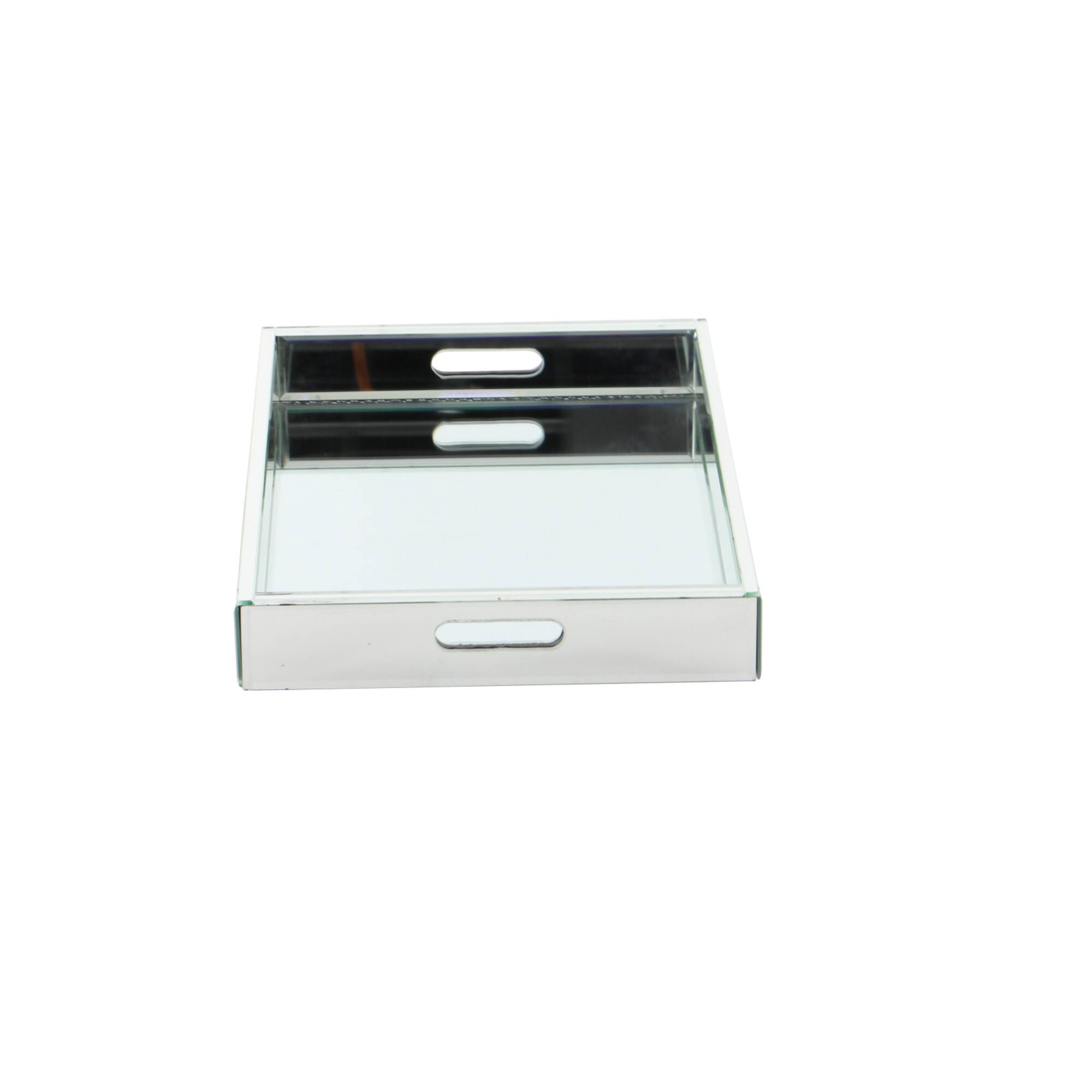Silver Wood Glam Decorative Tray